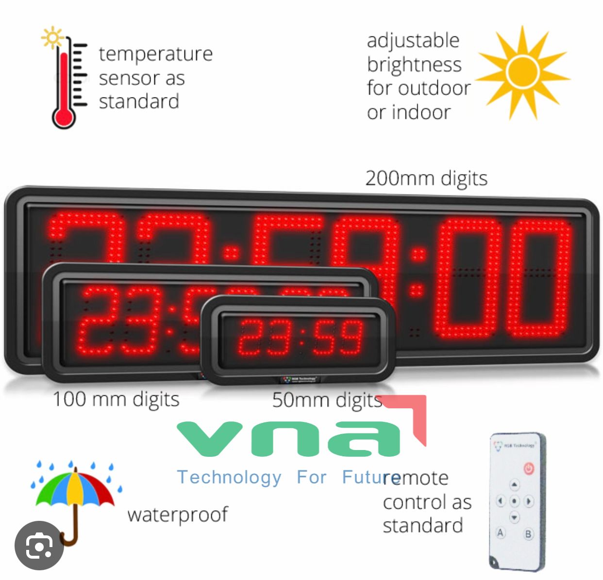 Đồng hồ hiển thị nhiệt độ có khả năng trống nước, điều khiển từ xa 
